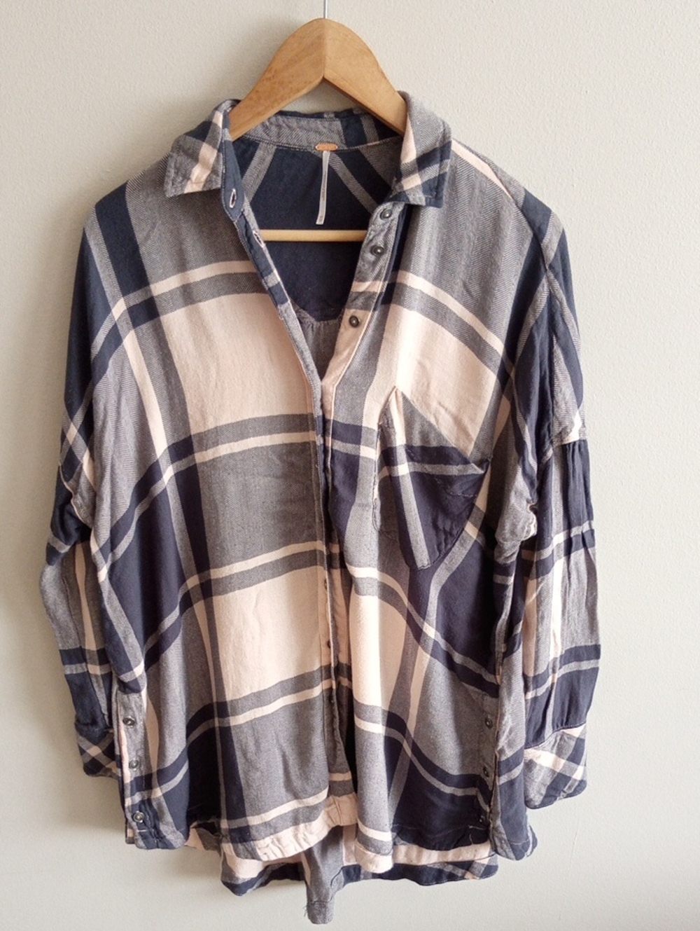 Free People Oversized Plaid Button Down Size XS